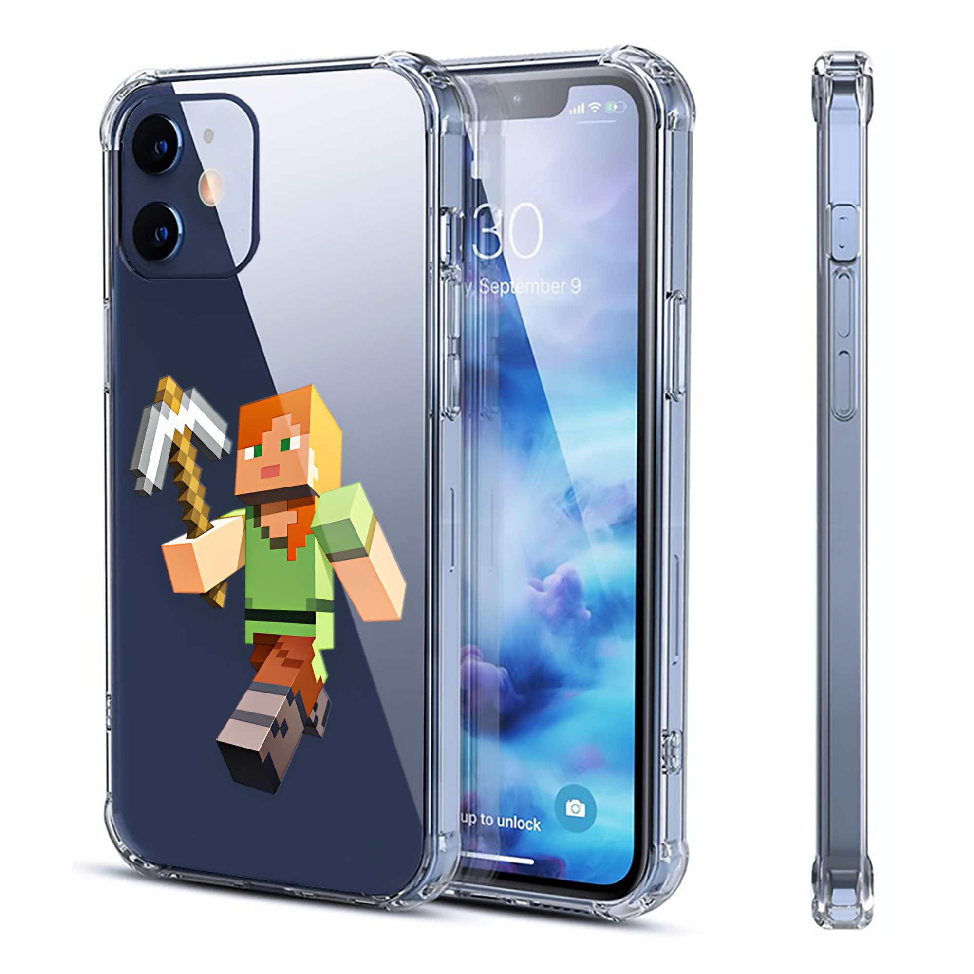 （画像用） マインクラフト ブロックの世界 Minecraft MC Block world 【iPhone 12シリーズ対応】透明スマホケース（クリアソフトケース）